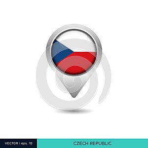 Czech Republic flag map pin vector design template.
