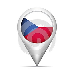 Czech Republic flag map pointer with shadow. Vector illustration