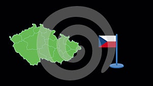 Czech Republic Flag and Map Shape Animation