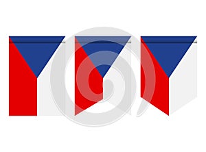 Czech Republic flag or pennant isolated on white background. Pennant flag icon