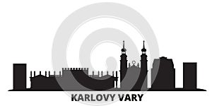 Czech Republic, Karlovy Vary city skyline isolated vector illustration. Czech Republic, Karlovy Vary travel black