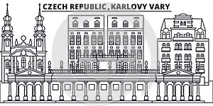 Czech Republic, Karlovy Vary line skyline vector illustration. czech Republic, Karlovy Vary linear cityscape with famous