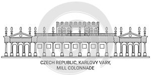 Czech Republic, Karlovy Vary, Mill Colonnade travel landmark vector illustration