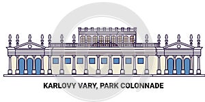 Czech Republic, Karlovy Vary, Park Colonnade, travel landmark vector illustration