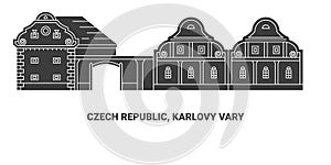 Czech Republic, Karlovy Vary travel landmark vector illustration