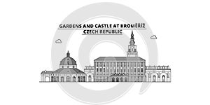 Czech Republic, Kromeriz city skyline isolated vector illustration, icons