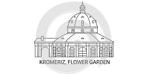 Czech Republic, Kromeriz, Flower Garden, travel landmark vector illustration