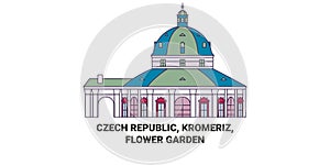 Czech Republic, Kromeriz, Flower Garden travel landmark vector illustration