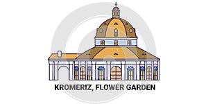 Czech Republic, Kromeriz, Flower Garden, travel landmark vector illustration