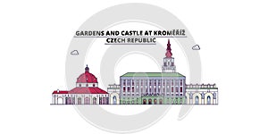 Czech Republic, Kromeriz tourism landmarks, vector city travel illustration