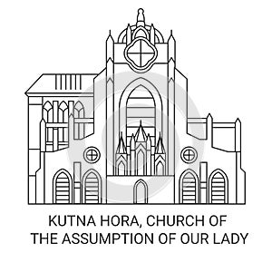 Czech Republic, Kutna Hora, Church Of The Assumption Of Our Lady travel landmark vector illustration