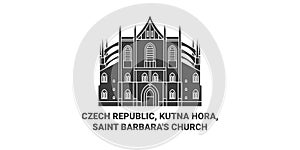 Czech Republic, Kutna Hora, Church Of St Barbara travel landmark vector illustration