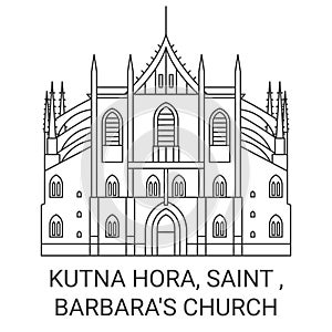 Czech Republic, Kutna Hora, Saint , Barbara's Church travel landmark vector illustration