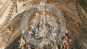 Czech Republic. Kutna Hora. Skulls and bones in the ossuary in Kutna Hora