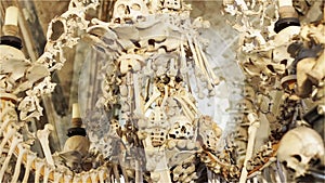 Czech Republic. Kutna Hora. Skulls and bones in the ossuary in Kutna Hora