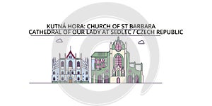 Czech Republic, Kutna Hora tourism landmarks, vector city travel illustration