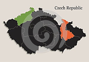 Czech Republic map Black colors blackboard separate states individual