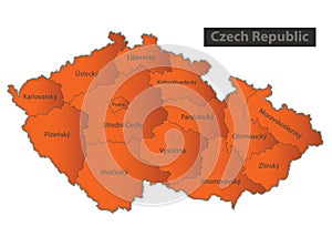 Czech Republic map Orange separate individual