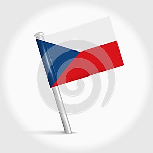 Czech Republic map pin flag. 3D realistic vector illustration