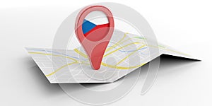 Czech republic map pointer on white background. 3d illustration