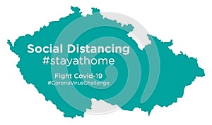 Czech Republic map with Social Distancing #stayathome tag