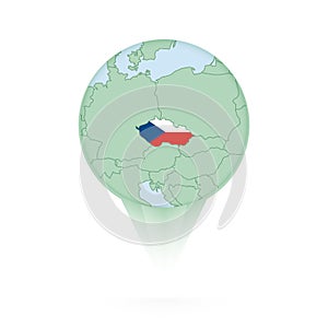 Czech Republic map, stylish location icon with Czech Republic map and flag