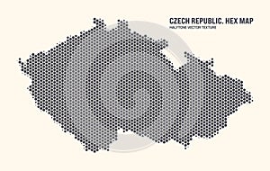 Czech Republic Map Vector Hexagonal Half Tone Pattern Isolated On Light Back