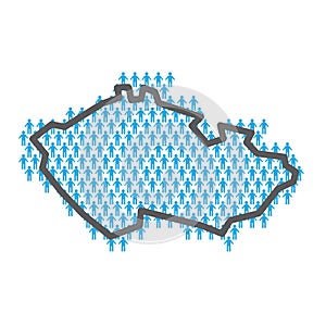 Czech Republic population map. Country outline made from people figures