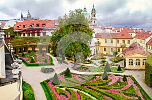 Czech republic, Prague - 18th century vrtba garden (Vrtbovska zahrada) and st. Nicholas church
