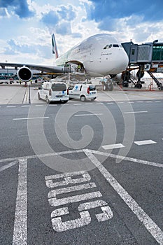 Airbus A380-800, Emirates Arlines, Vaclav Havel International airport, Ruzyne, Prague, Czech republic
