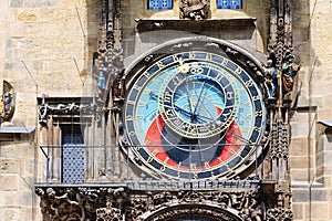 Czech Republic. Prague. Prague Orloj, a medieval astronomical clock mounted on the Old Town Hall