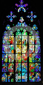 Czech Republic, Prague: stained glass of St Vitus