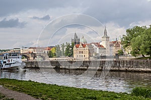 Czech Republic, Prague . View of the Mala Stranan from the Charles Bridge