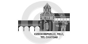 Czech Republic, Telc, Tel Chteau travel landmark vector illustration