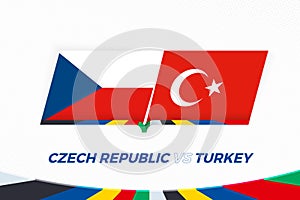 Czech Republic vs Turkey in Football Competition, Group F. Versus icon on Football background