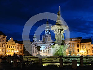 Czech square in blue hour