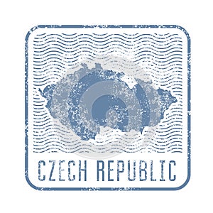 Czech travel stamp with silhouette of map of Czech republic