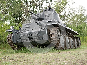Czechoslovak light tank of the Second World War, which was in service with the Wehrmacht. A tank painted dark gray on a