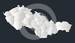 Czechoslovakia map, Infographics flat design colors snow white, individual regions blank photo