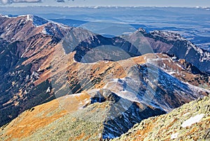 Czerwone wierchy from Zawrat saddle in Polish High Tatras during winter