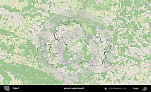 Czestochowski outlined, Poland County. Topographic German