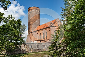 Czluchow, Pomeranian / Poland - August 8, 2019: Teutonic castle in Central Europe. Old stronghold built of red brick