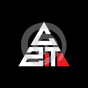 CZT triangle letter logo design with triangle shape. CZT triangle logo design monogram. CZT triangle vector logo template with red