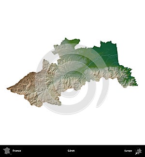Ceret, France, isolated on white. Physical photo
