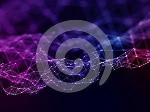 3D abstract background with low poly network communications design