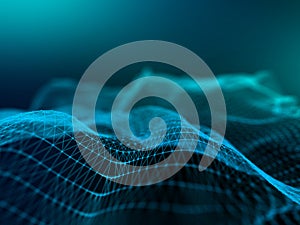 3D abstract background with low poly plexus design