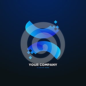 3d abstract blue gradient cross logo template