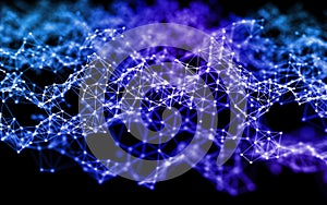 3D abstract data technology background with low poly plexus design