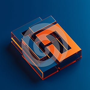 A 3D abstract design featuring interlocking geometric shapes, primarily rectangular.