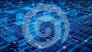 3D Abstract Digital Data Cubes in Cyber Network.